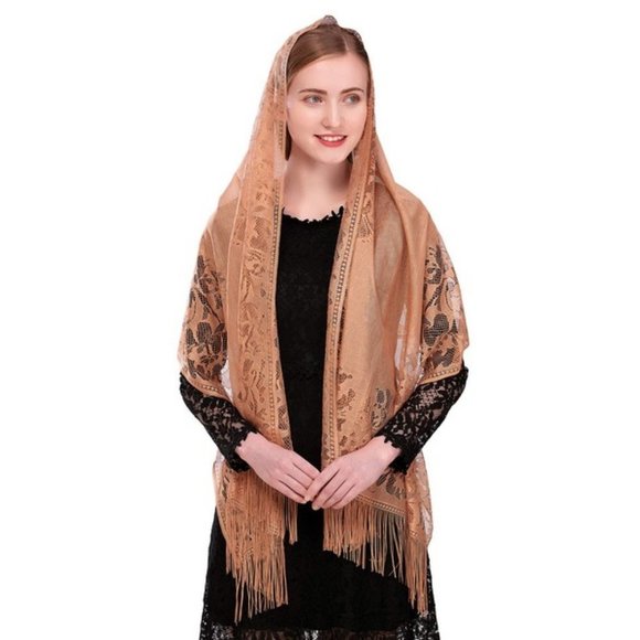 Accessories Scarf Wrap Shawl With Fringe Trim Brown Poshmark